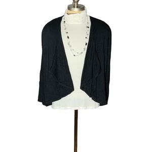 Lane Bryant Black, Pleated Chiffon back, Waterfall Open Cardigan, 18 / 20 NWT!